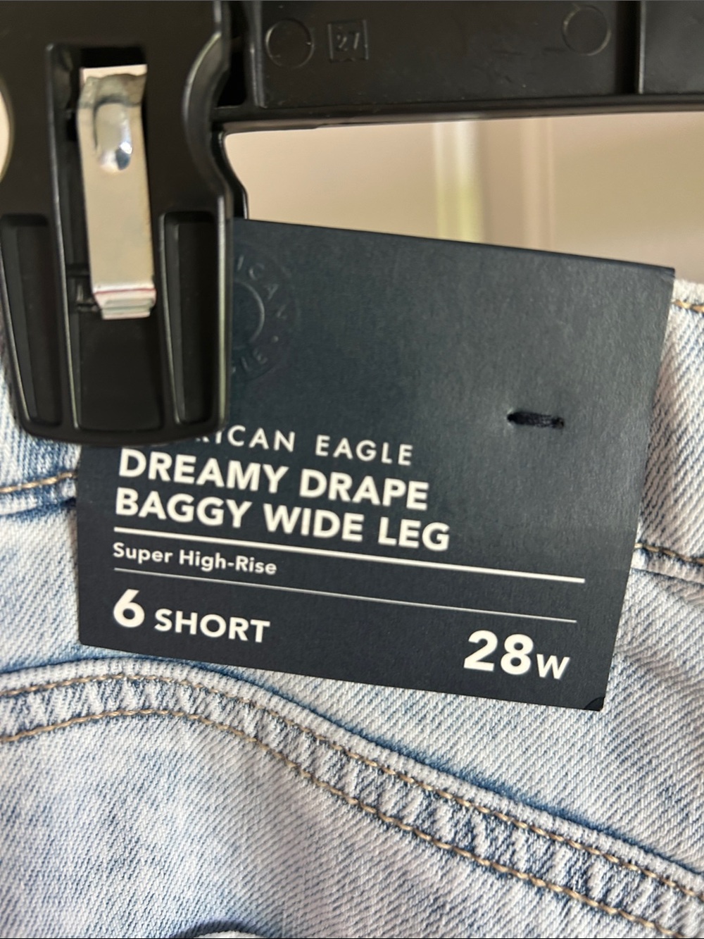 New ! American Eagle Stretch Super High-Waisted Baggy Wide-Leg Jean Salty Air 6S - Picture 12 of 14